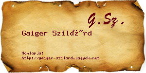 Gaiger Szilárd névjegykártya